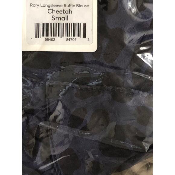 Marine Layer Rory Blouse Cheetah Animal Print Ruffle Long Sleeve Top Blue NWT S - Picture 7 of 8